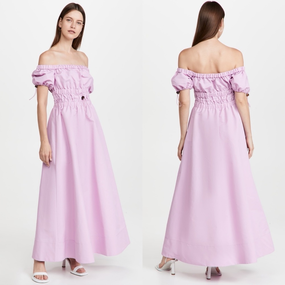 NWT Staud Lavender Purple Vine Dress Off Shoulder Crisp Heavyweight New‎ Boho XS